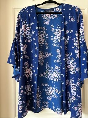 Blue Rain Navy Blue Floral Duster
